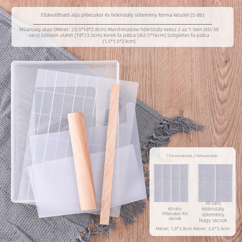Hópelyhes nugát forma, tapadásmentes felülettel, 112 rekesz, levehető alj, 5-darab DIY készlet