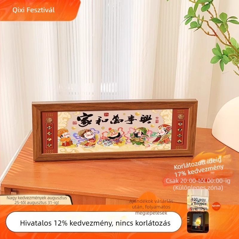 Öt Áldás asztali dekoráció – kristály-porcelán festmény a nappaliba, előszobába és TV-szekrényhez