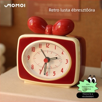 Retro elektronikus asztali óra ébresztővel és kis pendulummal, kompakt időkijelző