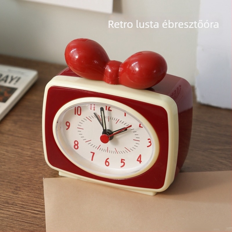 Retro elektronikus asztali óra ébresztővel és kis pendulummal, kompakt időkijelző