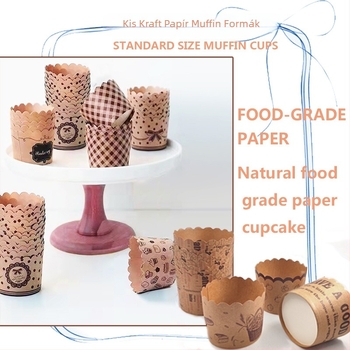 Kisméretű Kraft papír muffin formák, sütőbiztos, olajálló, 50 darab