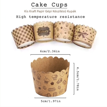 Kisméretű Kraft papír muffin formák, sütőbiztos, olajálló, 50 darab