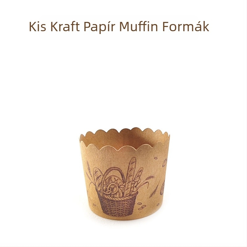 Kisméretű Kraft papír muffin formák, sütőbiztos, olajálló, 50 darab