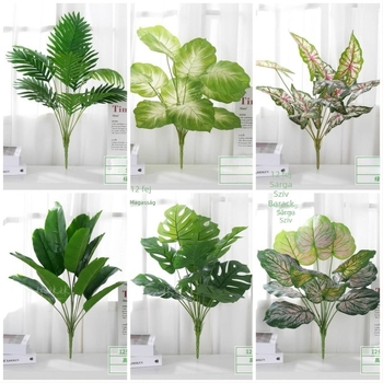 Mesterséges zöld növény egyetlen szárú — Traveller’s Palm, dekoratív falidísz levélkompozícióval
