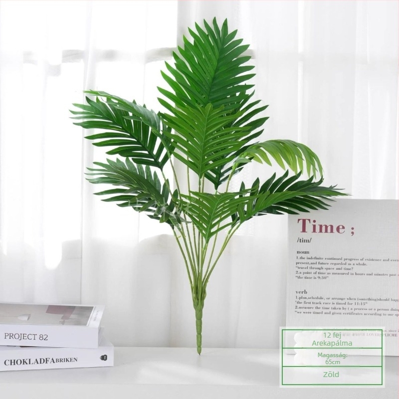 Mesterséges zöld növény egyetlen szárú — Traveller’s Palm, dekoratív falidísz levélkompozícióval