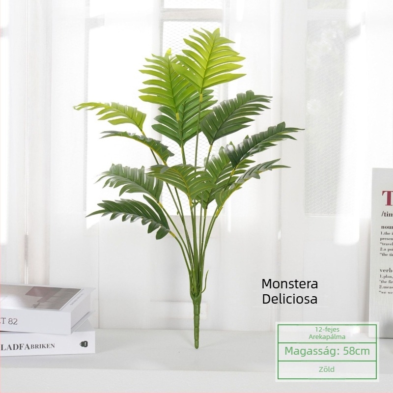 Mesterséges zöld növény egyetlen szárú — Traveller’s Palm, dekoratív falidísz levélkompozícióval