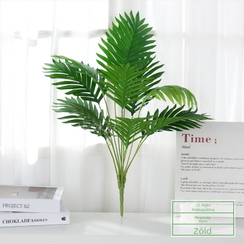 Mesterséges zöld növény egyetlen szárú — Traveller’s Palm, dekoratív falidísz levélkompozícióval
