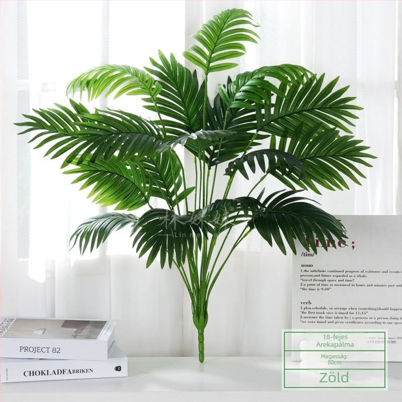 Mesterséges zöld növény egyetlen szárú — Traveller’s Palm, dekoratív falidísz levélkompozícióval