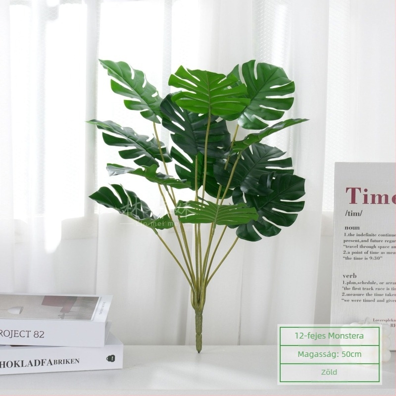 Mesterséges zöld növény egyetlen szárú — Traveller’s Palm, dekoratív falidísz levélkompozícióval