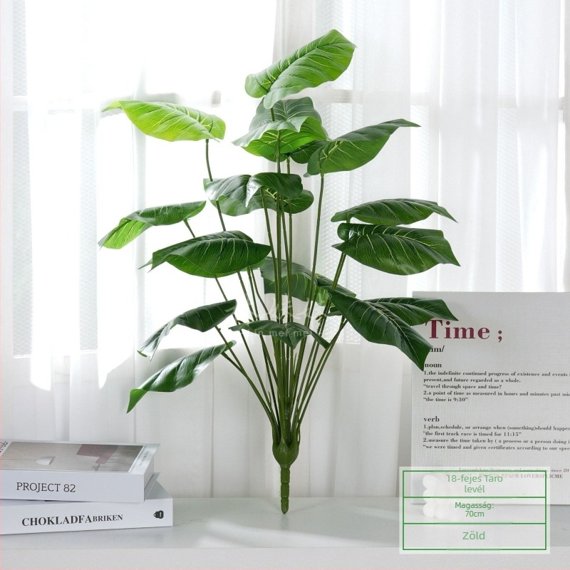 Mesterséges zöld növény egyetlen szárú — Traveller’s Palm, dekoratív falidísz levélkompozícióval