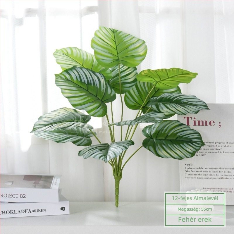 Mesterséges zöld növény egyetlen szárú — Traveller’s Palm, dekoratív falidísz levélkompozícióval
