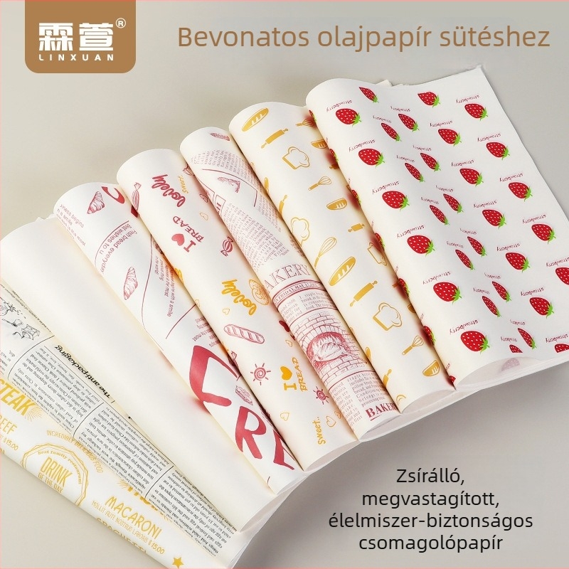 Vastag sütőpapír olajálló bevonattal szendvicsek és burgerek számára, csomagolópapír, olajat felszívó desszert alátétpapír
