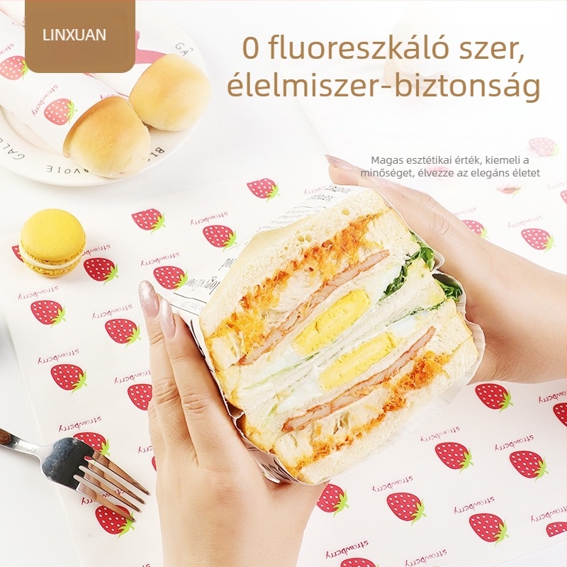 Vastag sütőpapír olajálló bevonattal szendvicsek és burgerek számára, csomagolópapír, olajat felszívó desszert alátétpapír