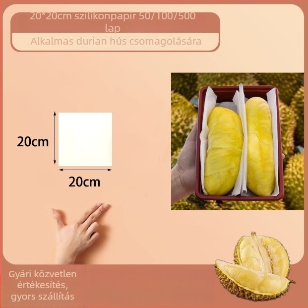 Egyszer használatos tapadásmentes osztópapír thai durian hús csomagolásához – szilikonolajjal bevont sütőpapír