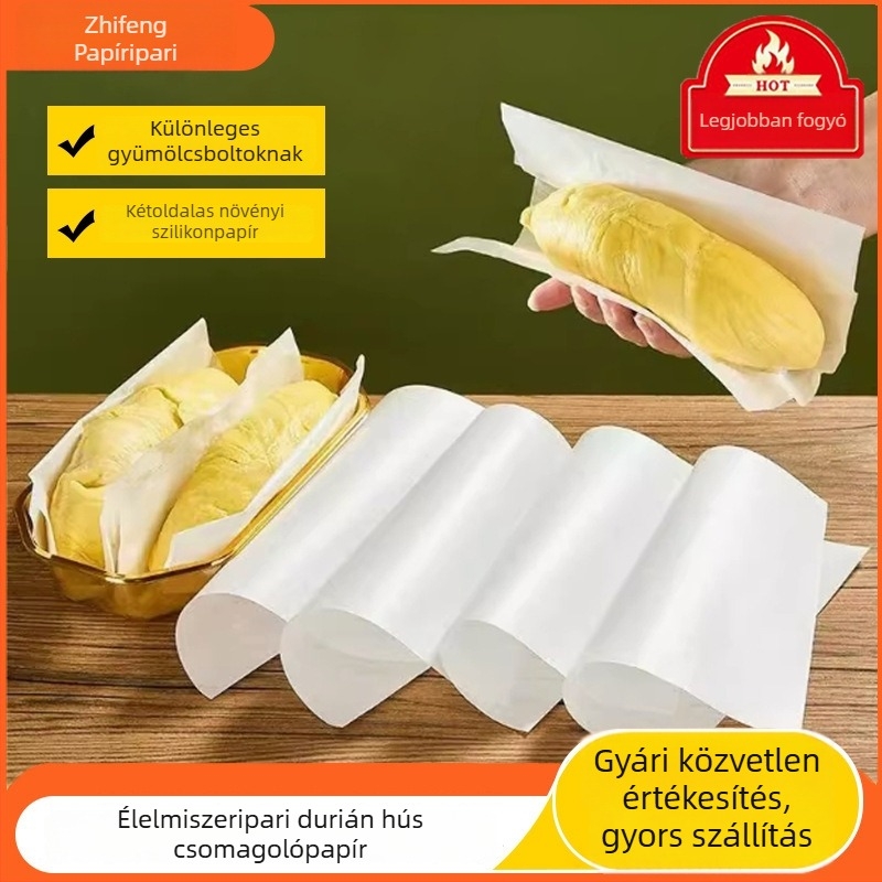 Egyszer használatos tapadásmentes osztópapír thai durian hús csomagolásához – szilikonolajjal bevont sütőpapír