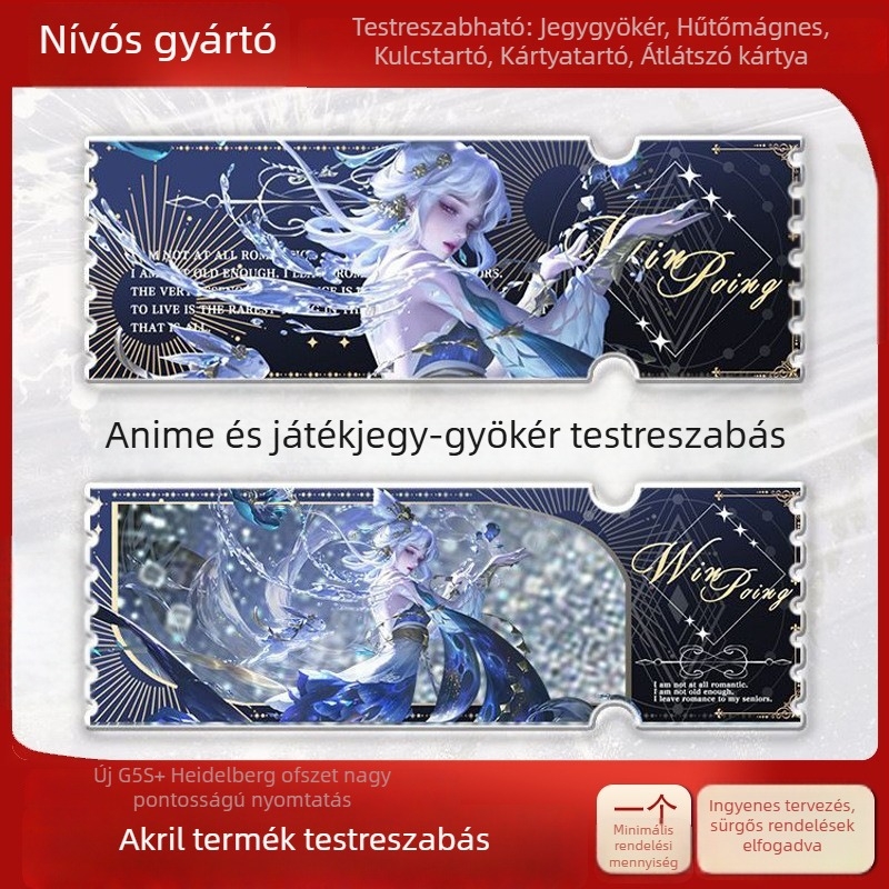 Átlátszó akril jegyek futóhomok hatással, egyedi rajzfilm/ anime karakterekkel, lézergravírozott kártyák, csillagos képeslapok, dísztárgyak és könyvjelzők