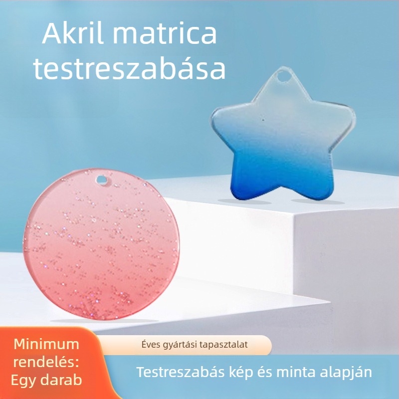 Átlátszó akril jegyek futóhomok hatással, egyedi rajzfilm/ anime karakterekkel, lézergravírozott kártyák, csillagos képeslapok, dísztárgyak és könyvjelzők