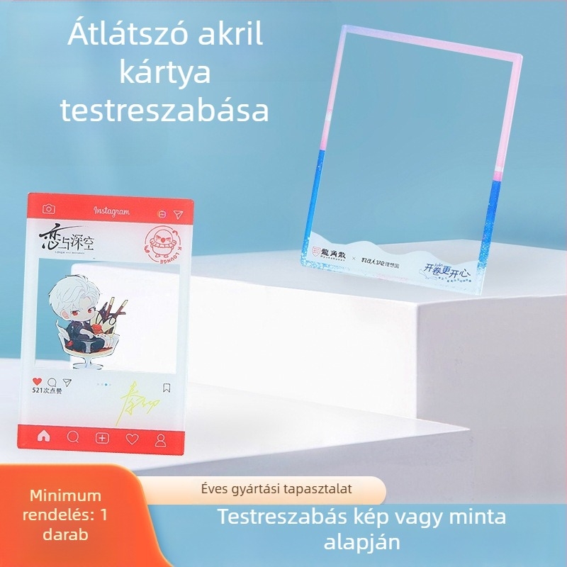 Átlátszó akril jegyek futóhomok hatással, egyedi rajzfilm/ anime karakterekkel, lézergravírozott kártyák, csillagos képeslapok, dísztárgyak és könyvjelzők