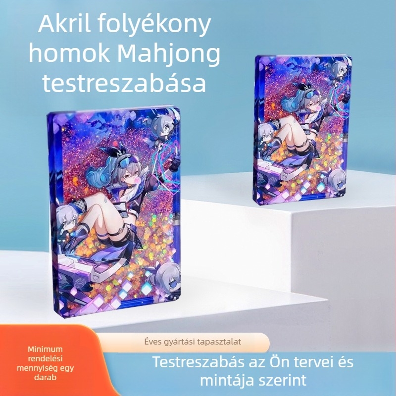 Átlátszó akril jegyek futóhomok hatással, egyedi rajzfilm/ anime karakterekkel, lézergravírozott kártyák, csillagos képeslapok, dísztárgyak és könyvjelzők