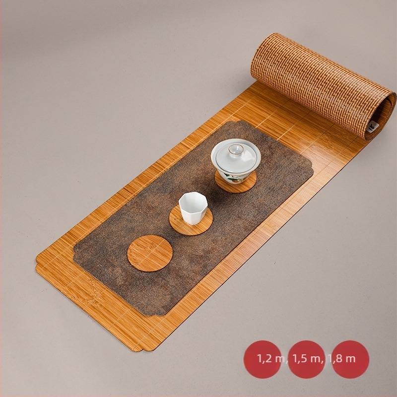 Bambusz szövésű teafedel alátét, vízálló asztal alátét teaceremóniához, textile tea készlet kiegészítők, zen szigetelés