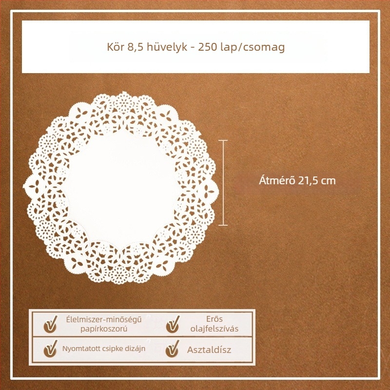 Zsír-abszorbeáló sütőpapír sütéshez, tortákhoz és pizzához, 250 darab