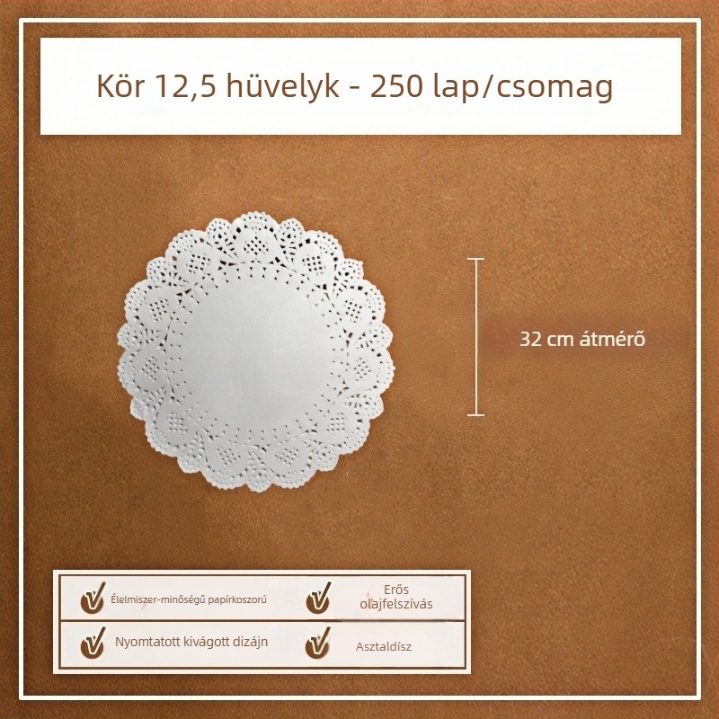 Zsír-abszorbeáló sütőpapír sütéshez, tortákhoz és pizzához, 250 darab