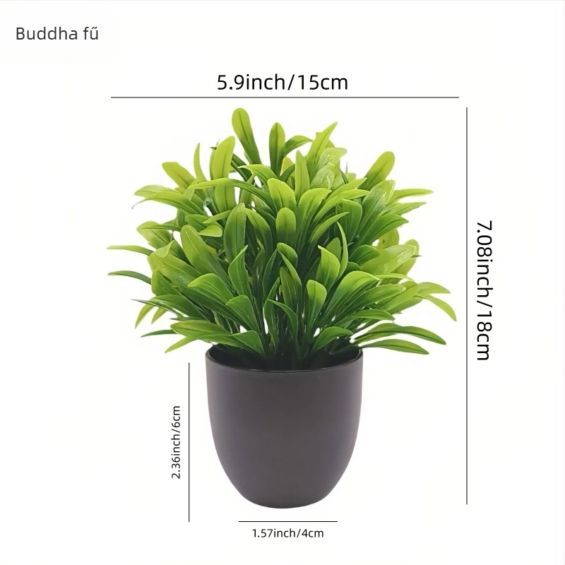 Mesterséges zöld növény bonsai, különböző stílusú műanyag virágok, kis cserép növények otthoni és irodai dekorációhoz