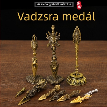 Háromoldalú Vajra medál Manjusri kard motívummal, retro dizájn