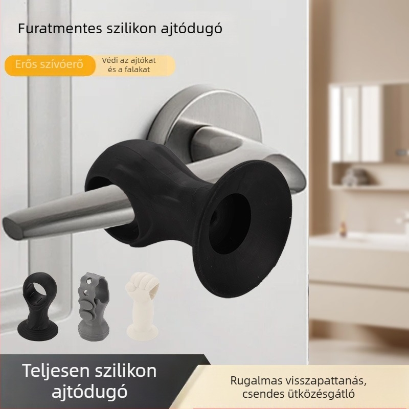 Fúrás nélküli szilikon ajtóstop, csendes anti‑ütközésvédő, beltéri használatra – üvegajtókhoz