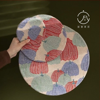 Retro kétoldalas teás alátét, pamut és len, kínai stílusú hőszigetelő asztali alátét, Zen