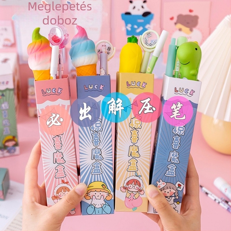 Cuki kreatív meglepetés blind-box tolltartó szett gyerekeknek — kiváló minőségű gél tollak