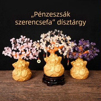 Citrin Pénzfa kristály asztali dísz a nappaliba, irodába és a dolgozószobába