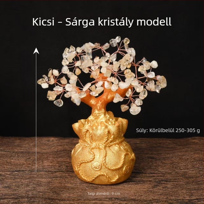 Citrin Pénzfa kristály asztali dísz a nappaliba, irodába és a dolgozószobába