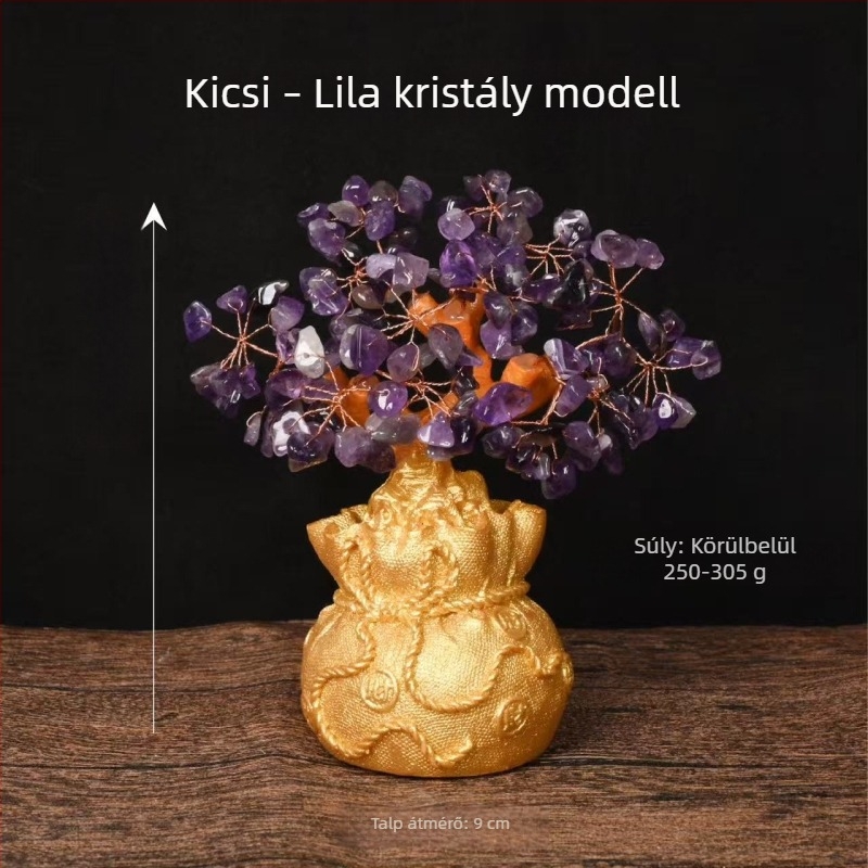 Citrin Pénzfa kristály asztali dísz a nappaliba, irodába és a dolgozószobába