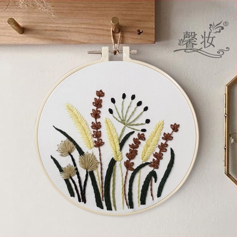 Kezdőbarát keresztszemes készlet Suzhou és Xiang motívumokkal, DIY pamut–len anyagú készlet növényes virág mintával