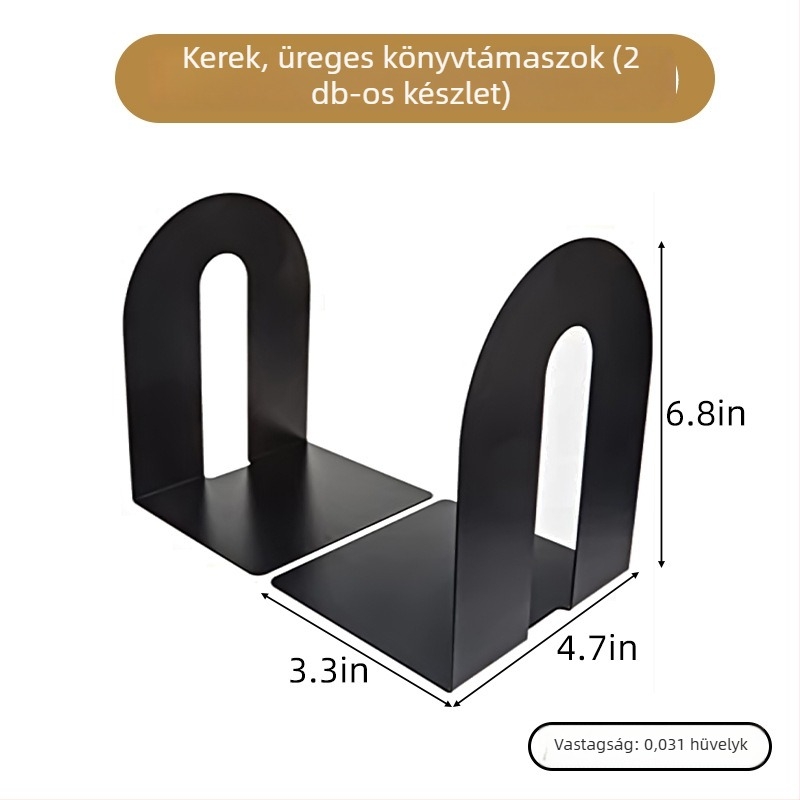 Fém könyv-tartó, L-alakú, dekoratív vasból, fa motívummal, asztali rendező