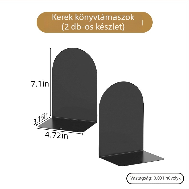 Fém könyv-tartó, L-alakú, dekoratív vasból, fa motívummal, asztali rendező