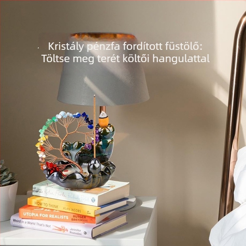 Kristályból készült szerencsefa visszafelé folyó füstölő alap, életfa, színes kristályszilánkok, otthoni dekoráció
