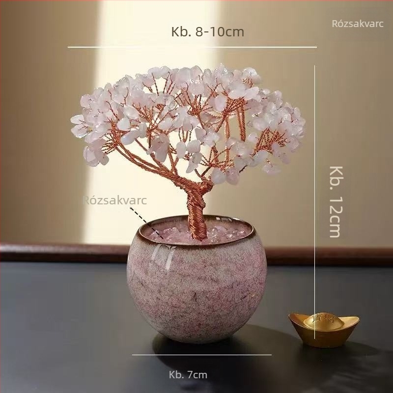 Ametiszt kristály bőségfája otthonra — asztali dekoráció, lakásavató ajándék.