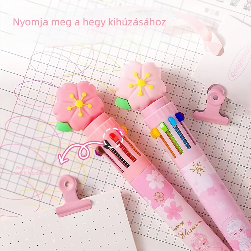 Kedves capybara tízszínű nyomógombos golyóstoll jegyzeteléshez és rajzoláshoz