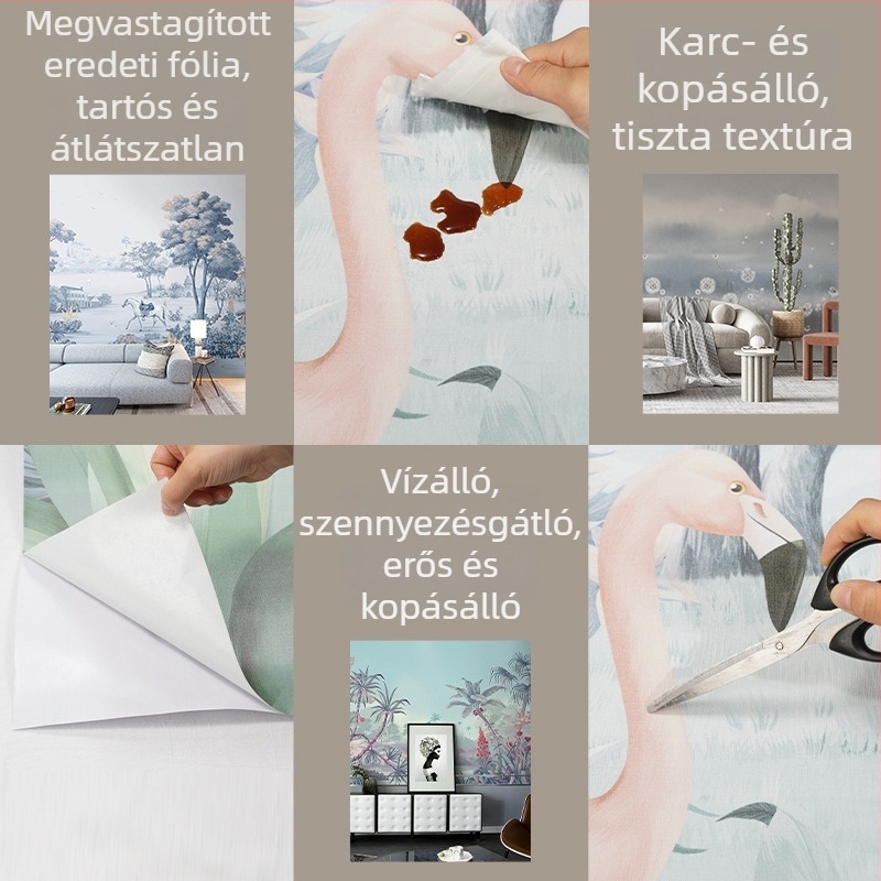 Öntapadós PVC tapéta nagymintás hotel hátteréhez – európai és amerikai motívumok