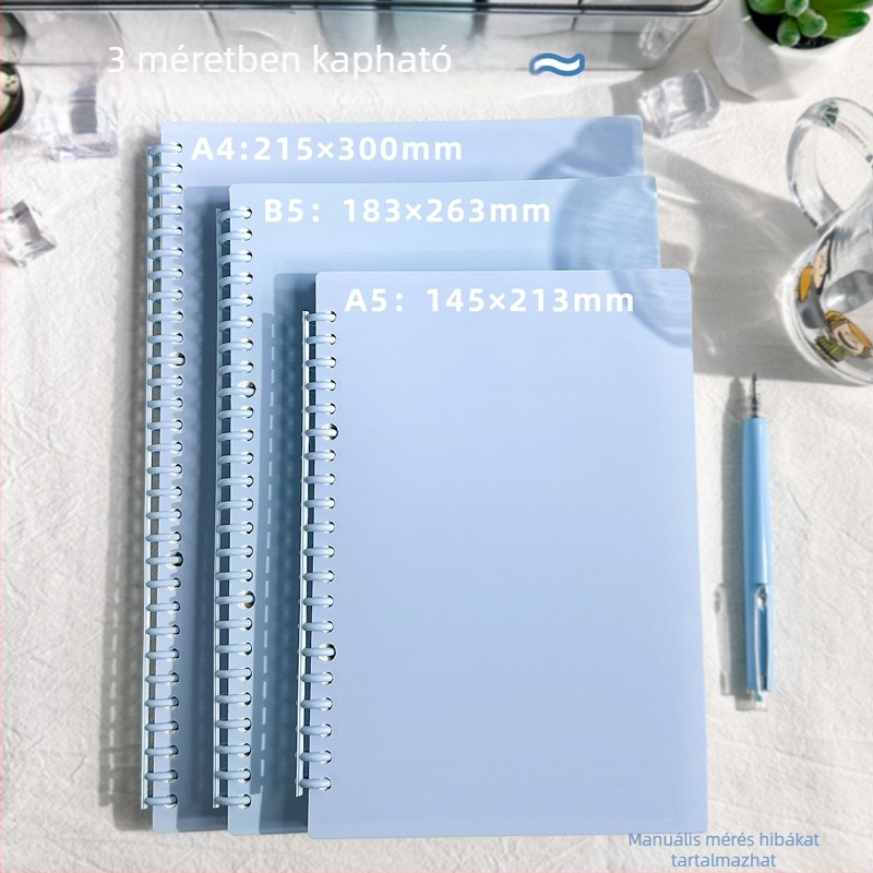 B5 jegyzetfüzet leválasztható DIY oldalakkal, spirálkötésben, egyszerű és elegáns