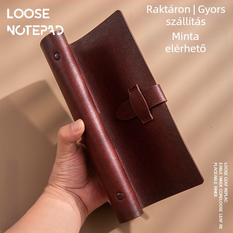 Ajándék notebook készlet puha bőrből, A5-ös méret, levehető oldalak, retro tehénbőr, logónyomtatás, üzleti testreszabás