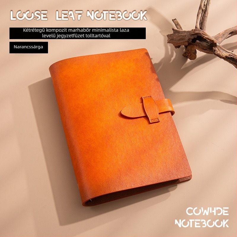 Ajándék notebook készlet puha bőrből, A5-ös méret, levehető oldalak, retro tehénbőr, logónyomtatás, üzleti testreszabás