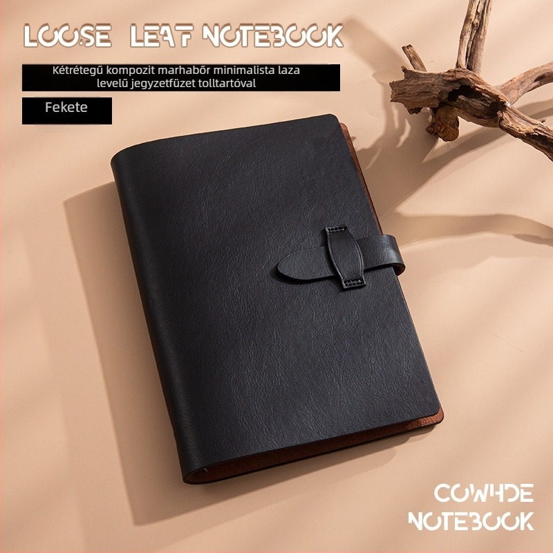 Ajándék notebook készlet puha bőrből, A5-ös méret, levehető oldalak, retro tehénbőr, logónyomtatás, üzleti testreszabás