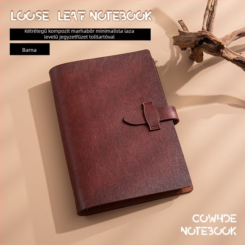 Ajándék notebook készlet puha bőrből, A5-ös méret, levehető oldalak, retro tehénbőr, logónyomtatás, üzleti testreszabás