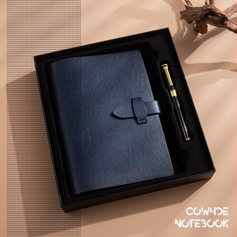 Ajándék notebook készlet puha bőrből, A5-ös méret, levehető oldalak, retro tehénbőr, logónyomtatás, üzleti testreszabás