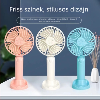 Mini hordozható USB ventilátor, asztali és kézi használatra, 3 sebesség, cserélhető akkumulátor, USB töltés, ideális kollégiumi szobába és kültéri használatra