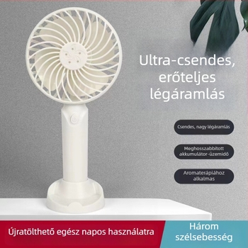 Mini hordozható USB ventilátor, asztali és kézi használatra, 3 sebesség, cserélhető akkumulátor, USB töltés, ideális kollégiumi szobába és kültéri használatra