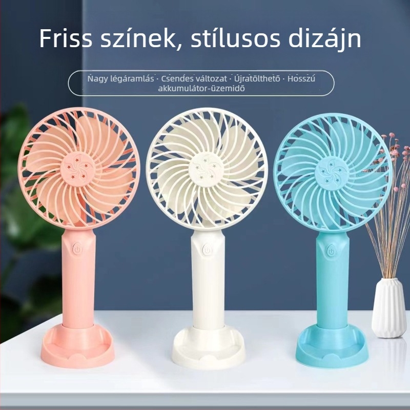 Mini hordozható USB ventilátor, asztali és kézi használatra, 3 sebesség, cserélhető akkumulátor, USB töltés, ideális kollégiumi szobába és kültéri használatra